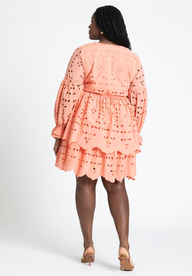 Eyelet Flare Mini Dress image number 1