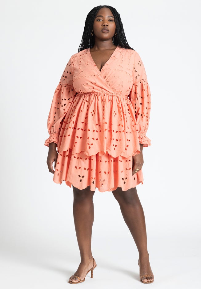 Eyelet Flare Mini Dress image number 0