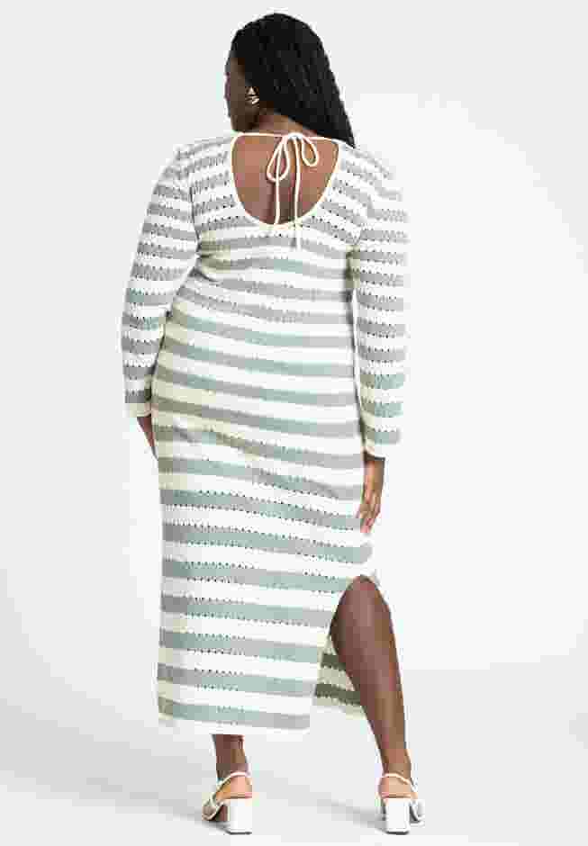 Striped Sweater Dress With Tie Back image number 1