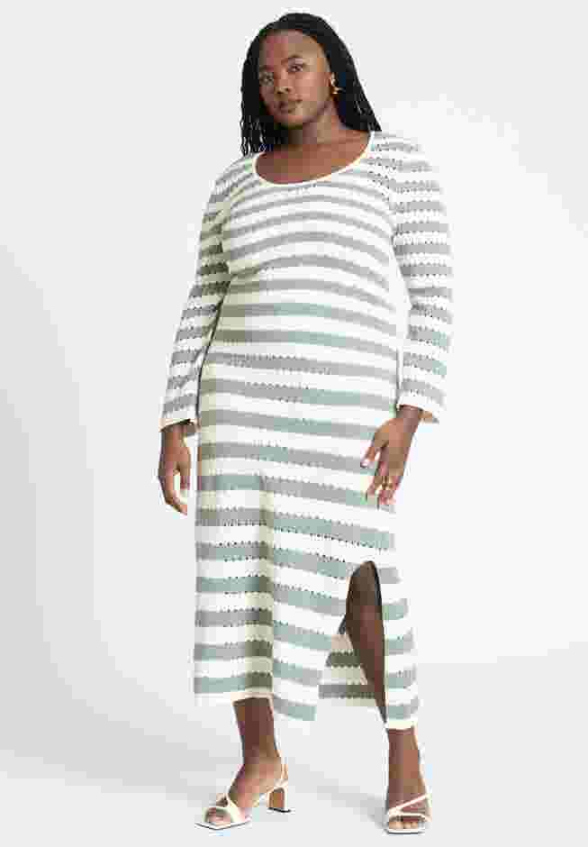 Striped Sweater Dress With Tie Back image number 0