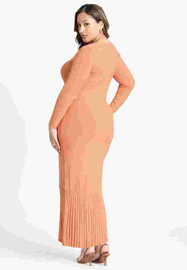 Long Sleeve Sweater Dress With Pleat Hem image number 1
