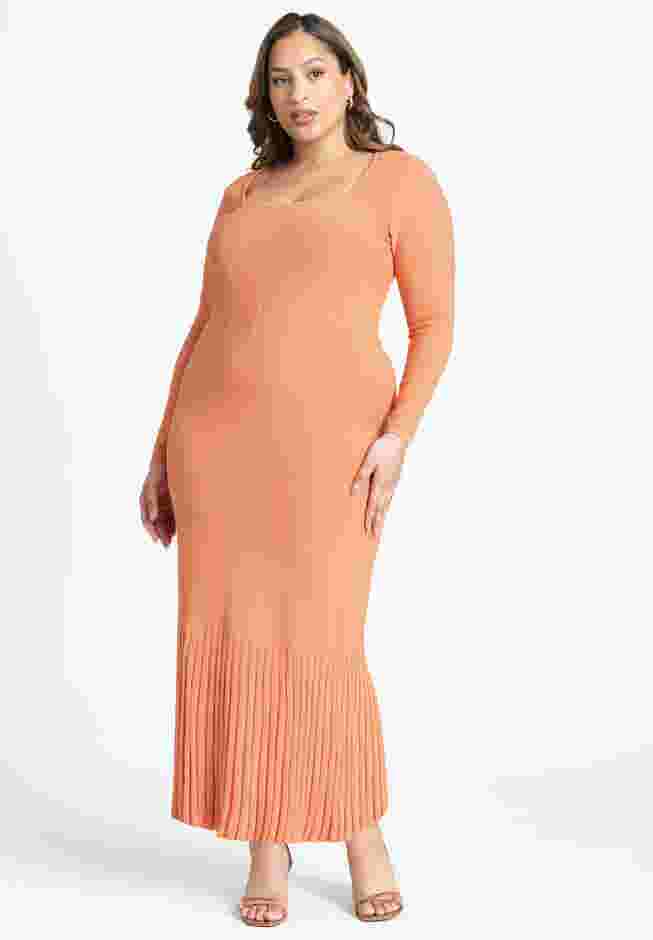 Long Sleeve Sweater Dress With Pleat Hem image number 0
