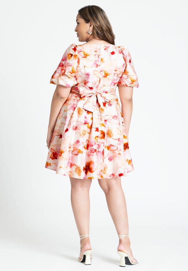 Puff Sleeve Sweatheart Mini Dress image number 1