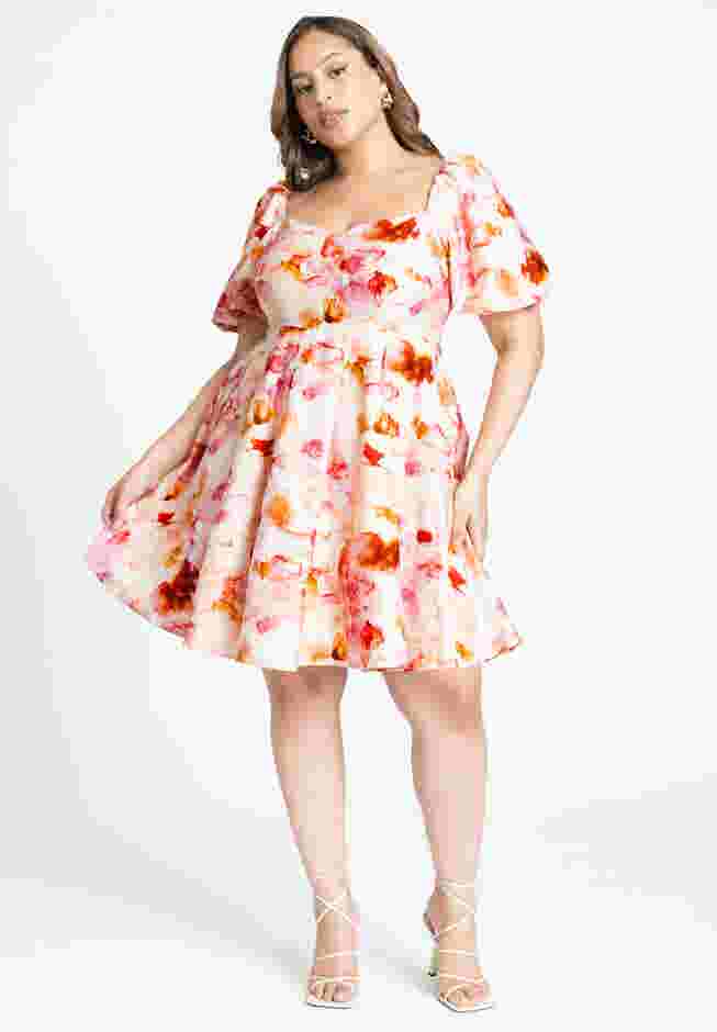 Puff Sleeve Sweatheart Mini Dress image number 0