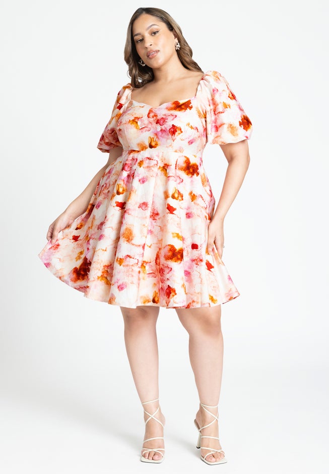 Puff Sleeve Sweatheart Mini Dress image number 0