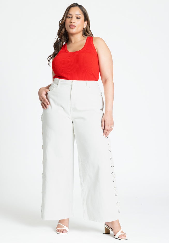 Grommet And Lacing Detail Jean image number null