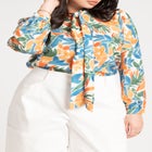 Printed Tie Neck Blouse image number null