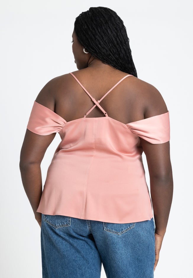 Off The Shoulder Cowl Neck Blouse image number null