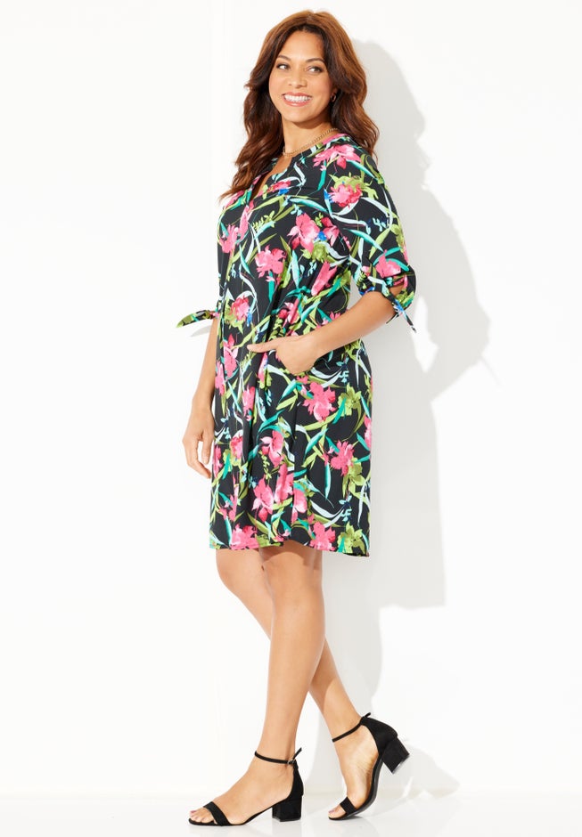 Tie-Sleeve Café Dress image number 2