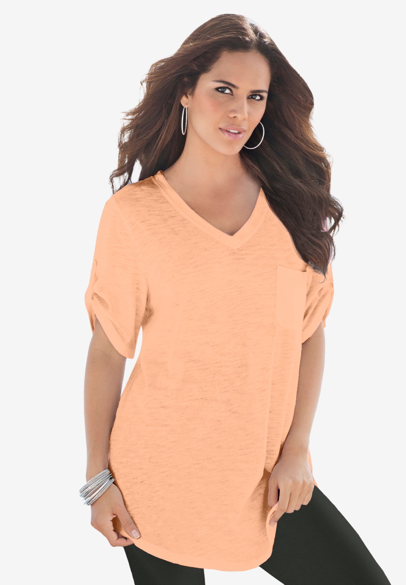 Plus Size Slub V-Neck Boyfriend Tunic Top image number 0