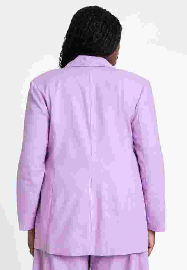 Oversized Strong Shoulder Linen Blazer image number 1