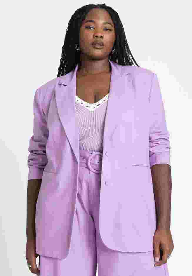 Oversized Strong Shoulder Linen Blazer image number 0