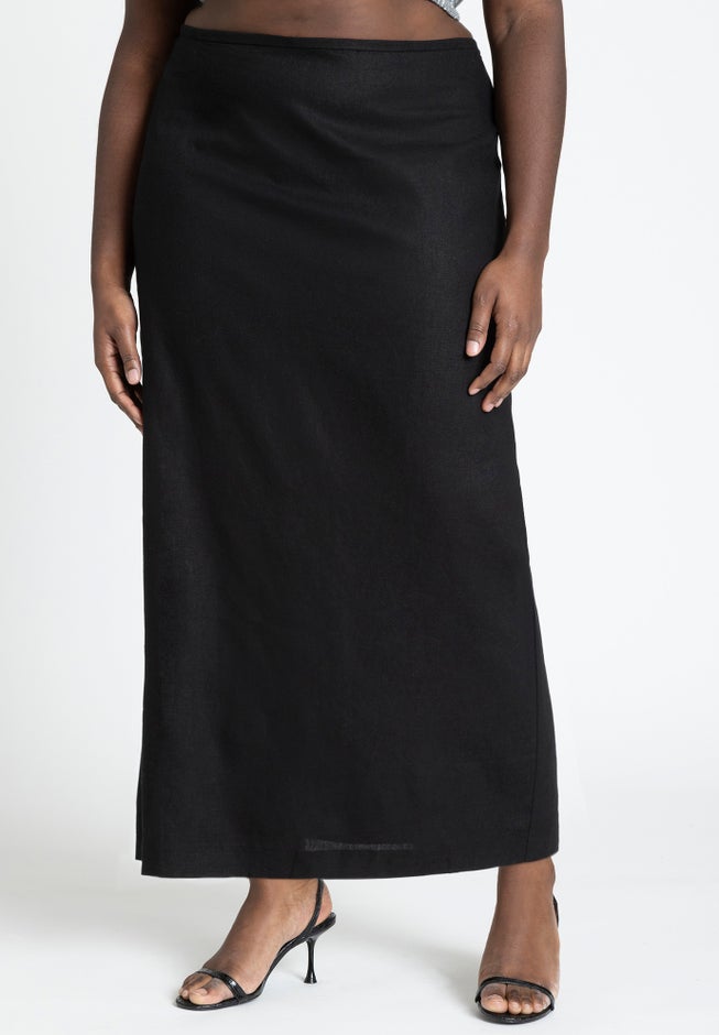 Linen Column Skirt image number null