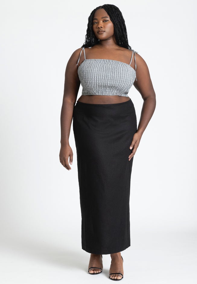 Linen Column Skirt image number null