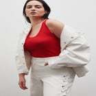 Grommet Detail Denim Jacket image number null