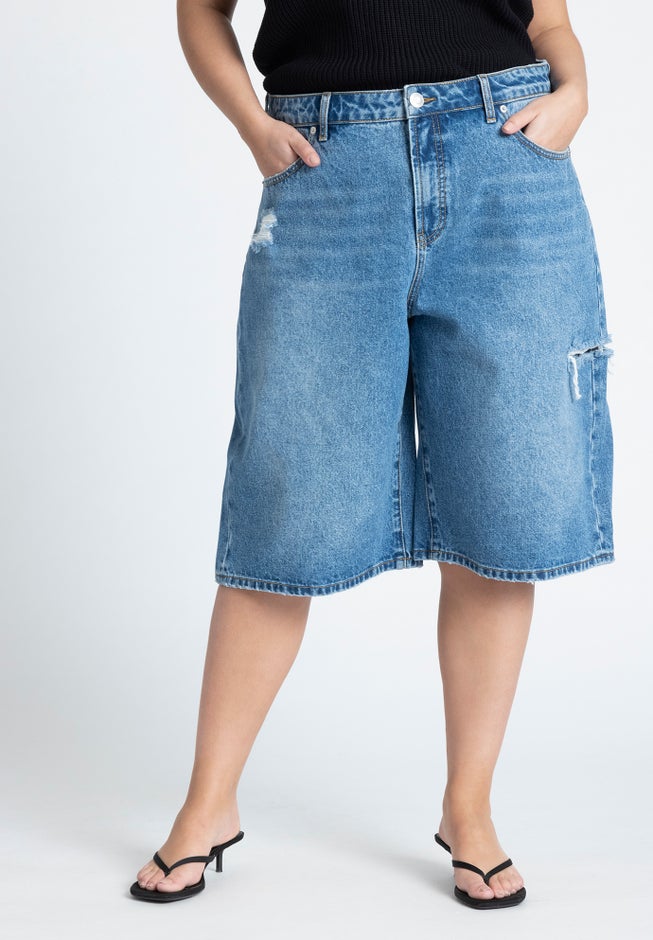 Destructed Denim Bermuda Short image number 1