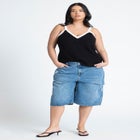 Destructed Denim Bermuda Short image number null