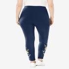 Stretch-Cotton Knit Pull-On Embroidered Leggings image number null