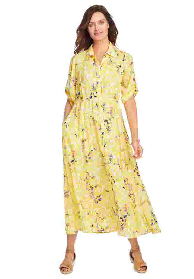 Roll-Tab Sleeve Crinkle Shirtdress image number 4