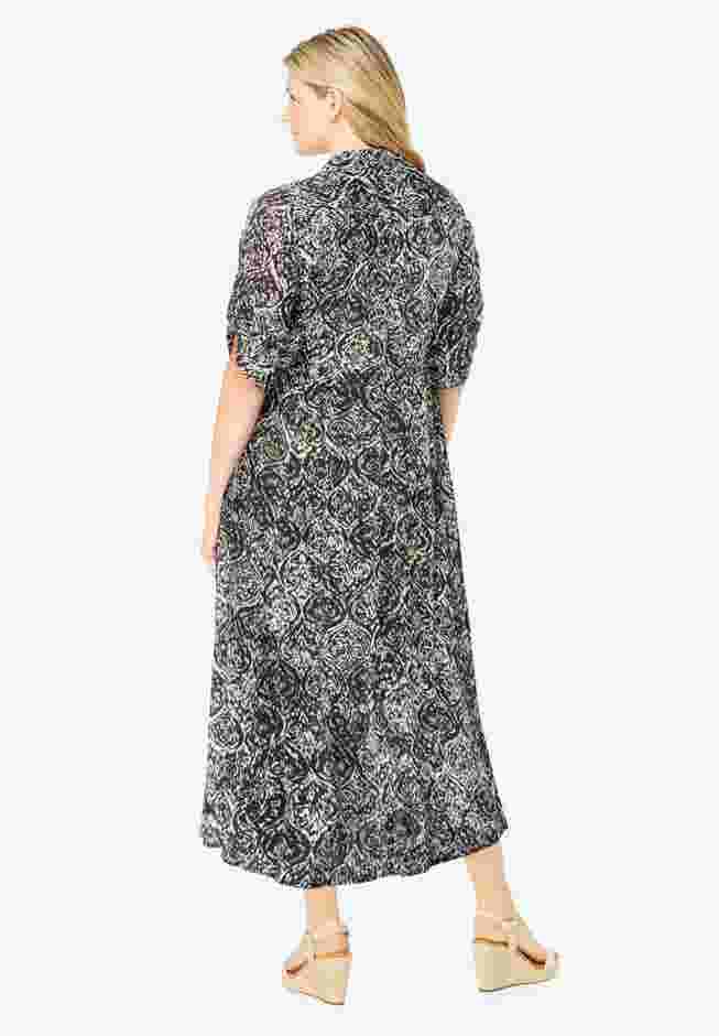 Roll-Tab Sleeve Crinkle Shirtdress image number 1
