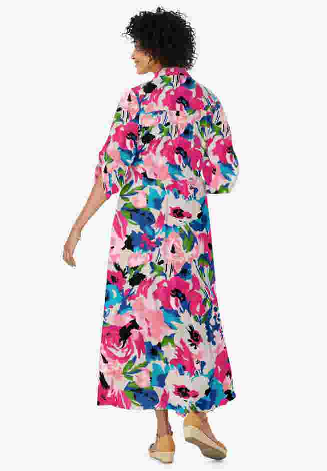 Roll-Tab Sleeve Crinkle Shirtdress image number 1