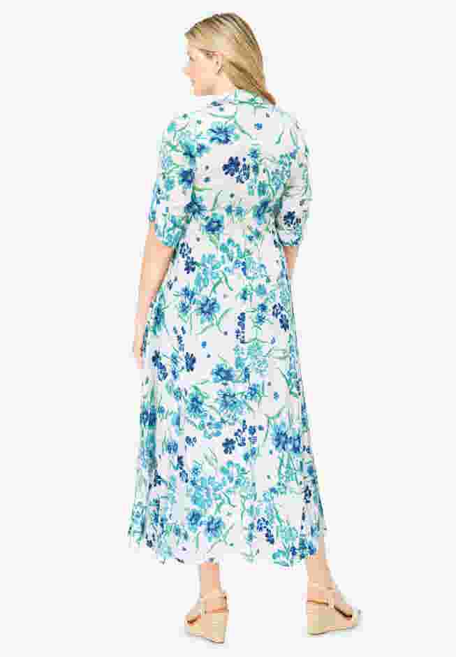 Roll-Tab Sleeve Crinkle Shirtdress image number 2