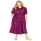 Roll-Tab Sleeve Crinkle Shirtdress image number 1