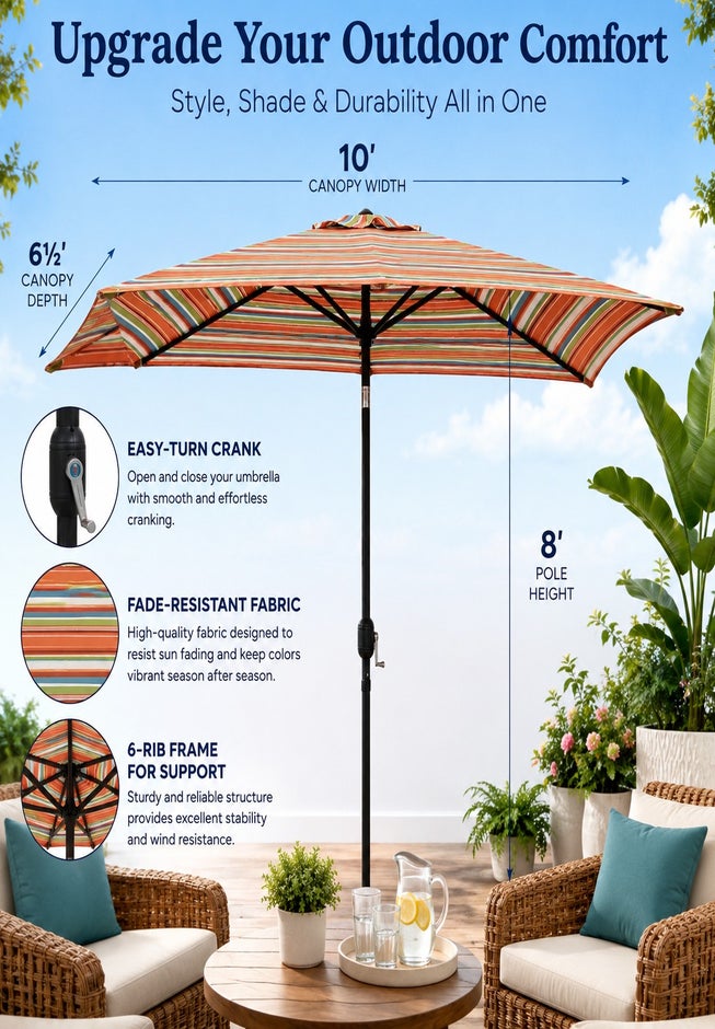 6&frac12; Ft. x 10 Ft. Oversized Rectangular Umbrella image number 4