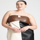 Leather Colorblocked Dress image number null