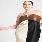 Leather Colorblocked Dress image number null