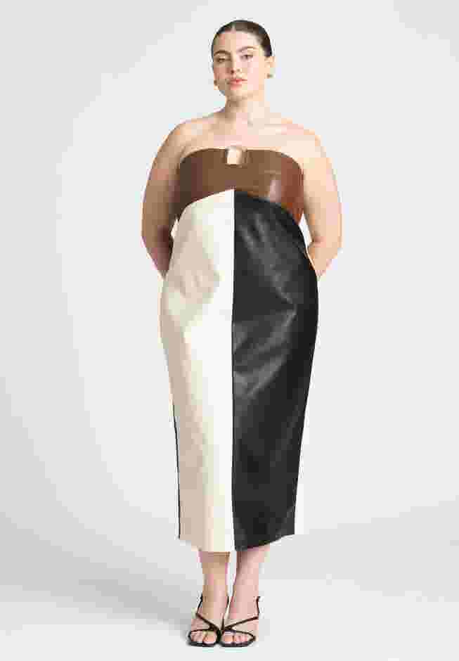 Leather Colorblocked Dress image number 0