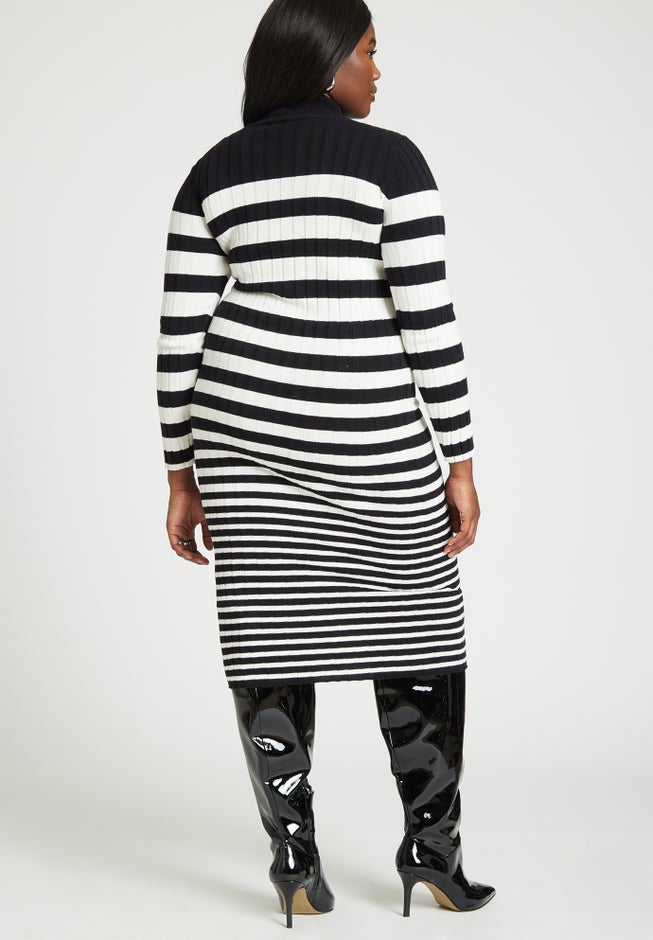 Preppy Striped Sweater Dress image number null