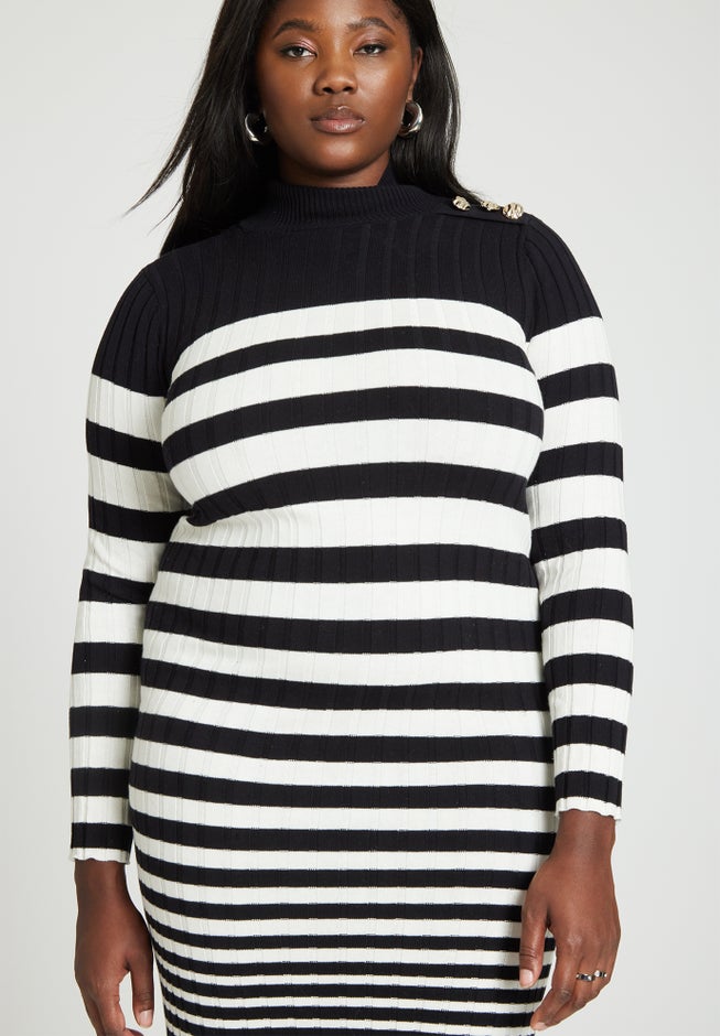 Preppy Striped Sweater Dress image number null