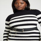 Preppy Striped Sweater Dress image number null