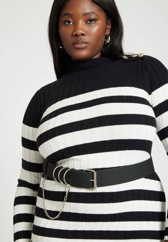 Preppy Striped Sweater Dress image number null