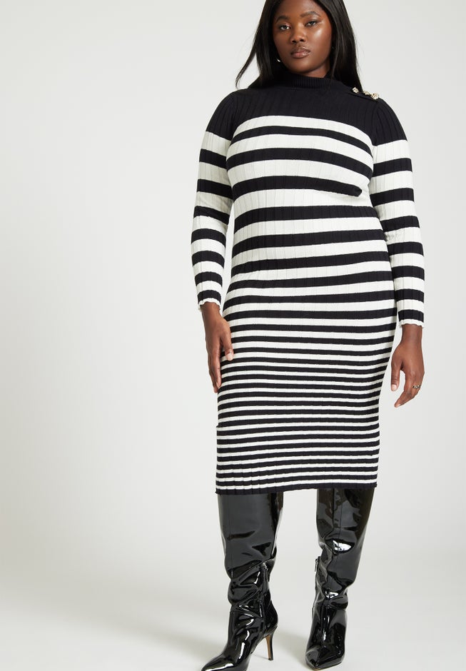 Preppy Striped Sweater Dress image number null