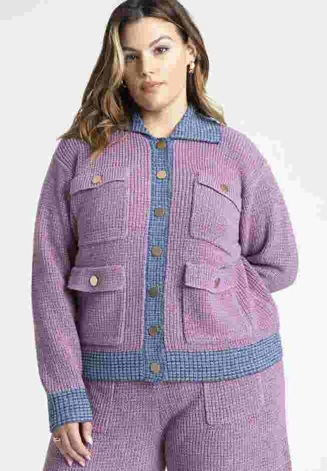 Shimmer Sweater Jacket With Pockets image number 0