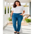 Flex-Fit Pull-On Straight-Leg Gap-Free Stretch Denim Jeans image number null