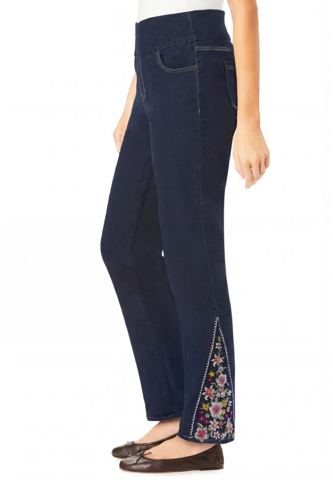 Flex-Fit Pull-On Straight-Leg Gap-Free Stretch Denim Jeans image number 5