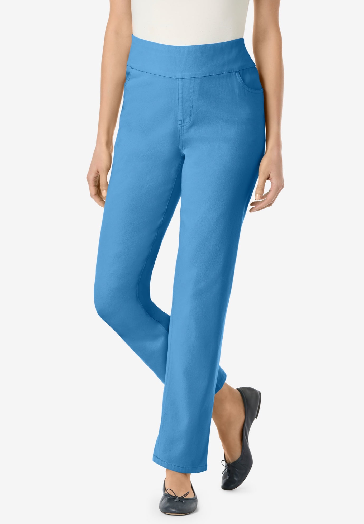 Flex-Fit Pull-On Straight-Leg Gap-Free Stretch Denim Jeans image number 0