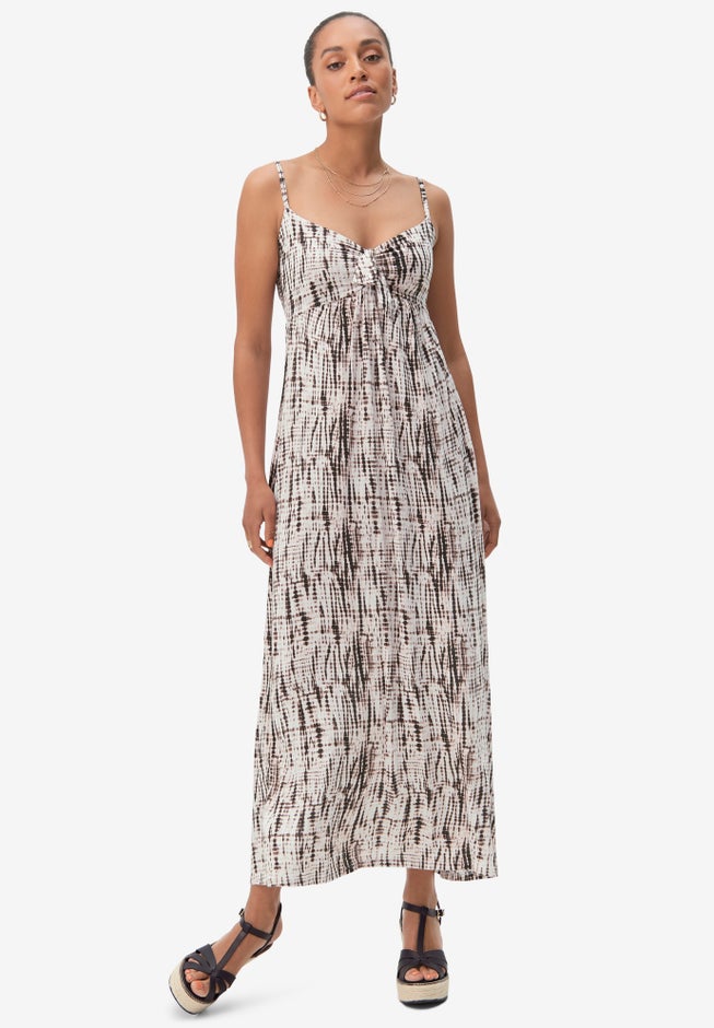 Knit Maxi Dress with Tie-Bodice image number null