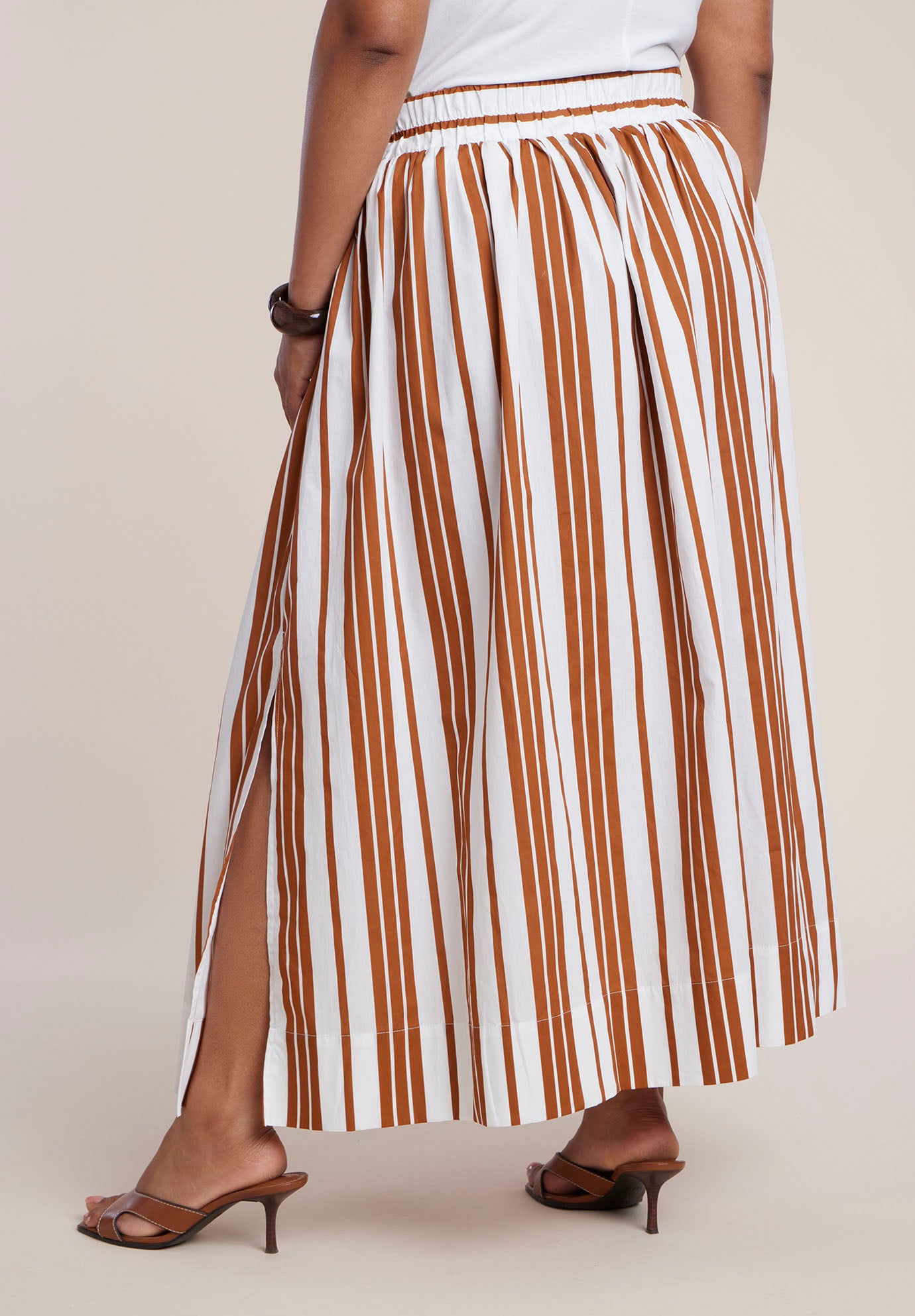 Poplin Maxi Skirt With Side Slits image number 3