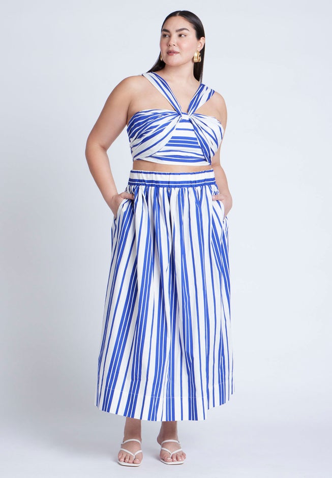 Poplin Maxi Skirt With Side Slits image number 1