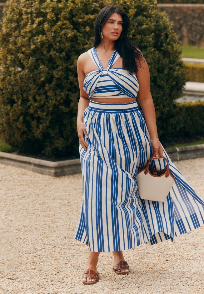 Poplin Maxi Skirt With Side Slits image number 0