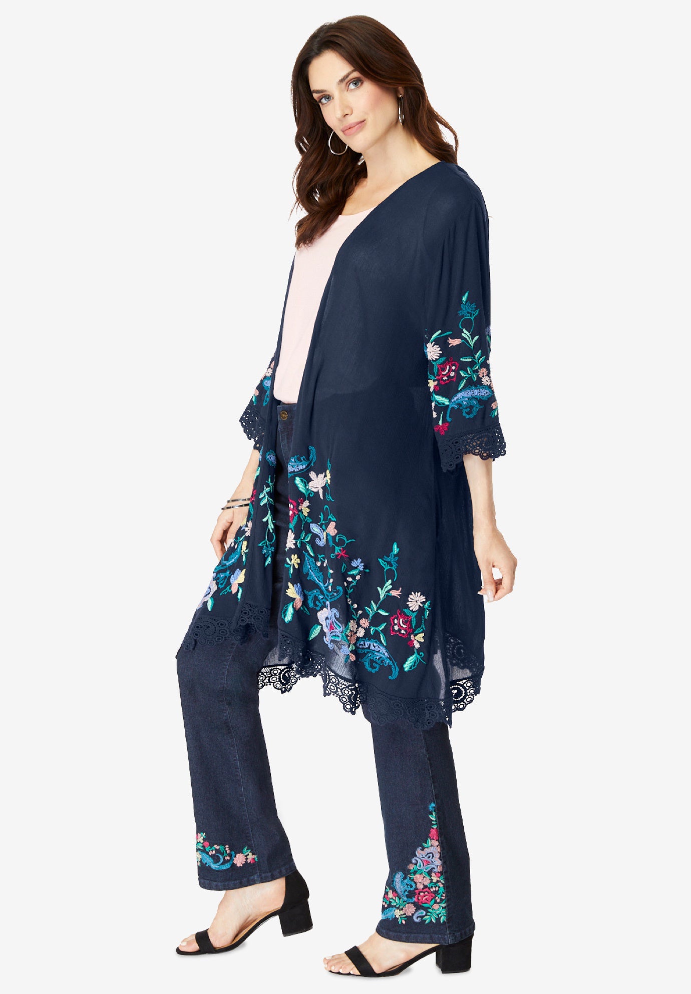 Floral Embroidered Kimono image number 2