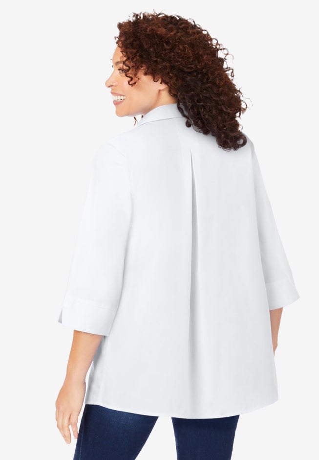 Perfect Three-Quarter Sleeve Back Pleat Shirt image number null