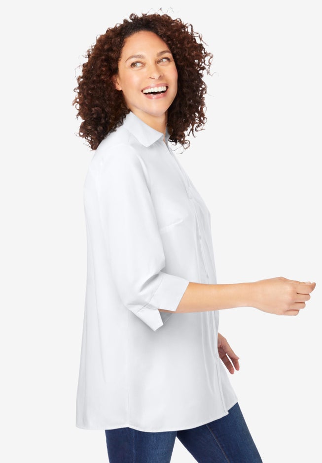 Perfect Three-Quarter Sleeve Back Pleat Shirt image number null
