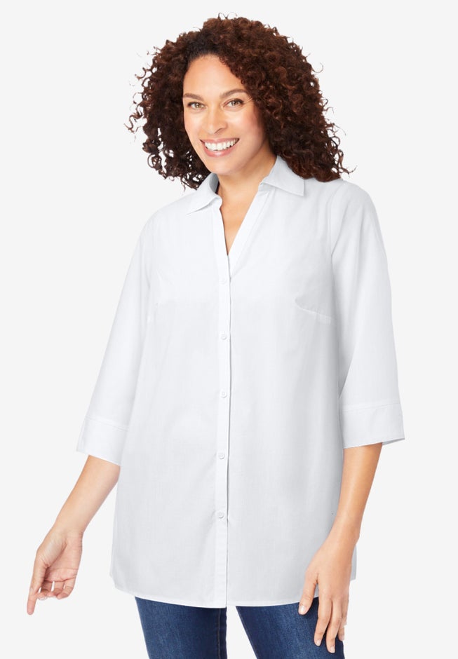 Perfect Three-Quarter Sleeve Back Pleat Shirt image number null