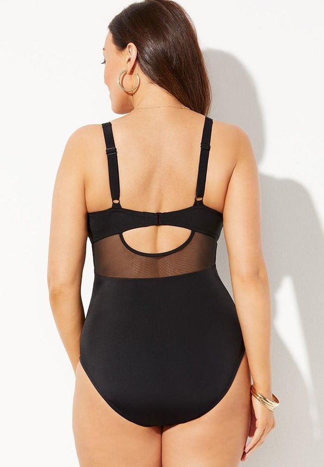 Cut Out Mesh Underwire One Piece Swimsuit image number 1