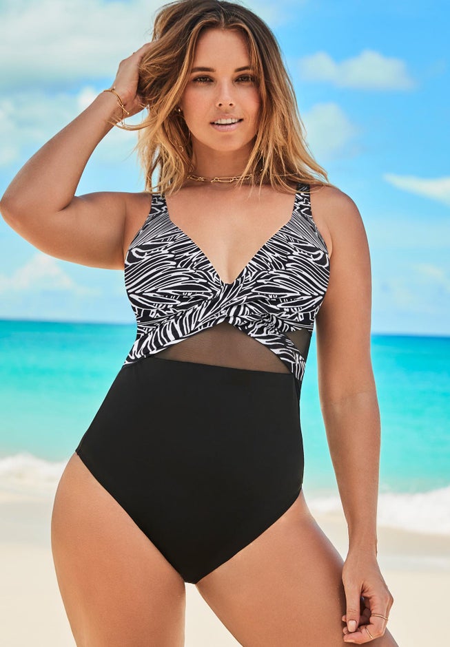 Cut Out Mesh Underwire One Piece Swimsuit image number 0